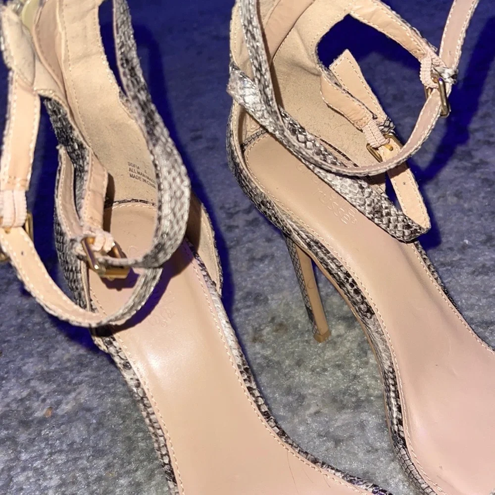 Charlotte Russe Snakeskin Double Buckle Ankle Strap Sandal Heels Size: 8
